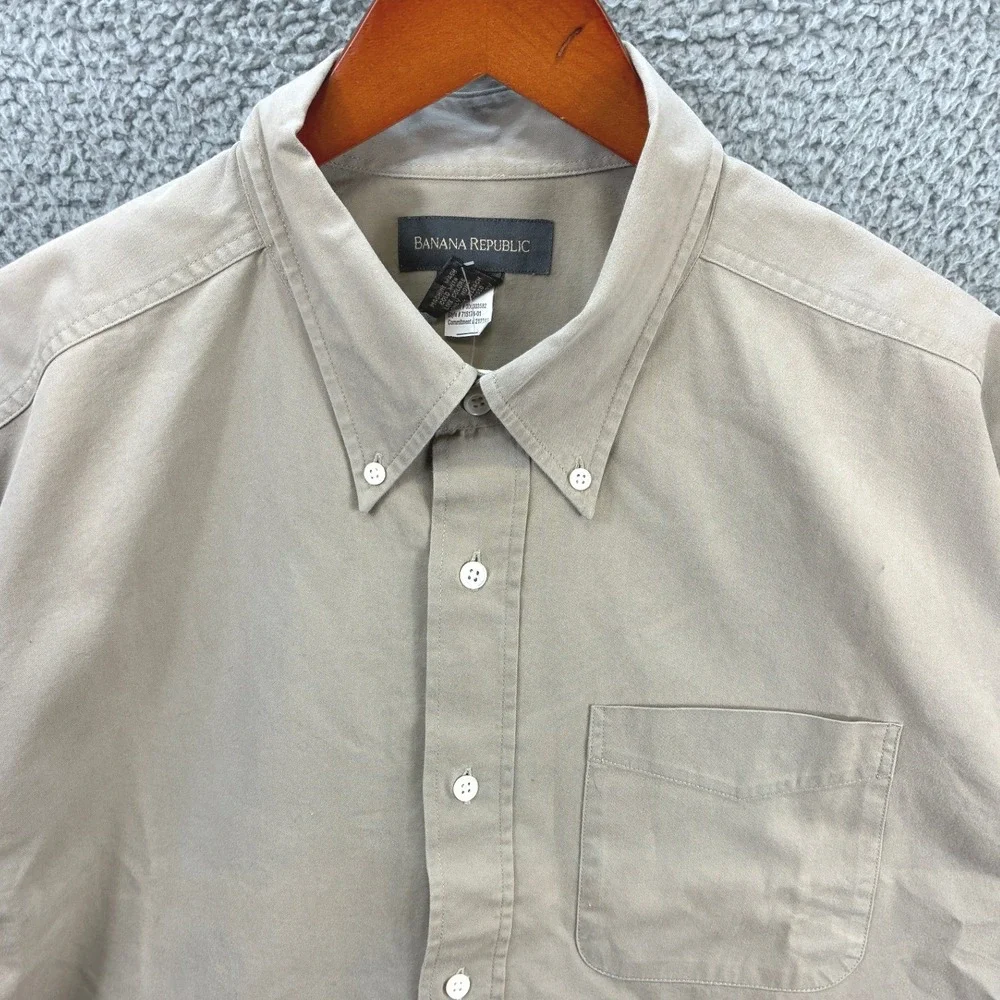 Banana Republic Button Down Shirt Mens XL Tan Long Sleeve Cotton Casual NWT